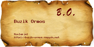 Buzik Ormos névjegykártya